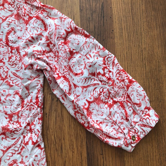Grand & Greene V-Neck 3/4 Sleeve Printed Blouse Sz. S - Picture 4 of 7